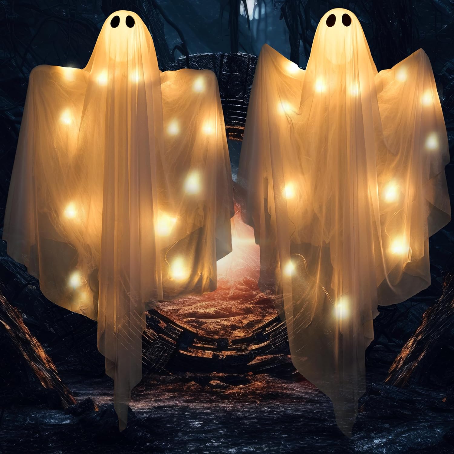 👻👻47” Halloween Light up Hanging Ghost Decoration Outdoor with  LED Light