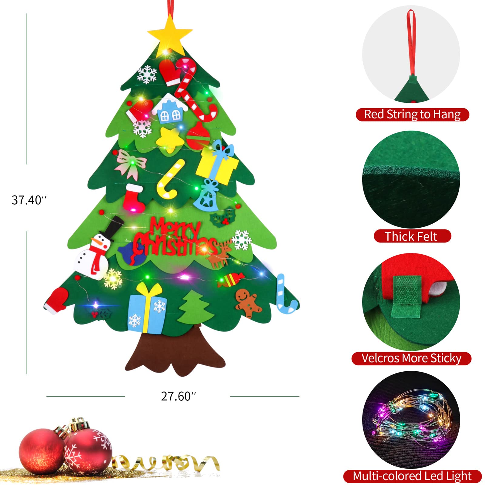 🔥Last Day 49% OFF🔥3.2ft DIY Wall Christmas Tree with LED Lights🎄