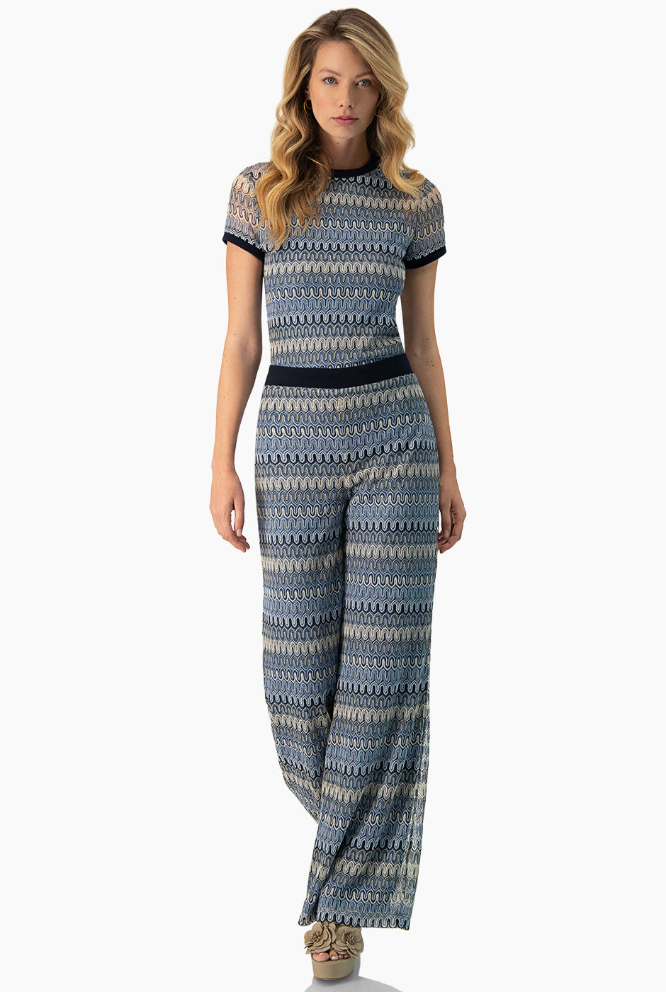 Blusa recta tejida azul