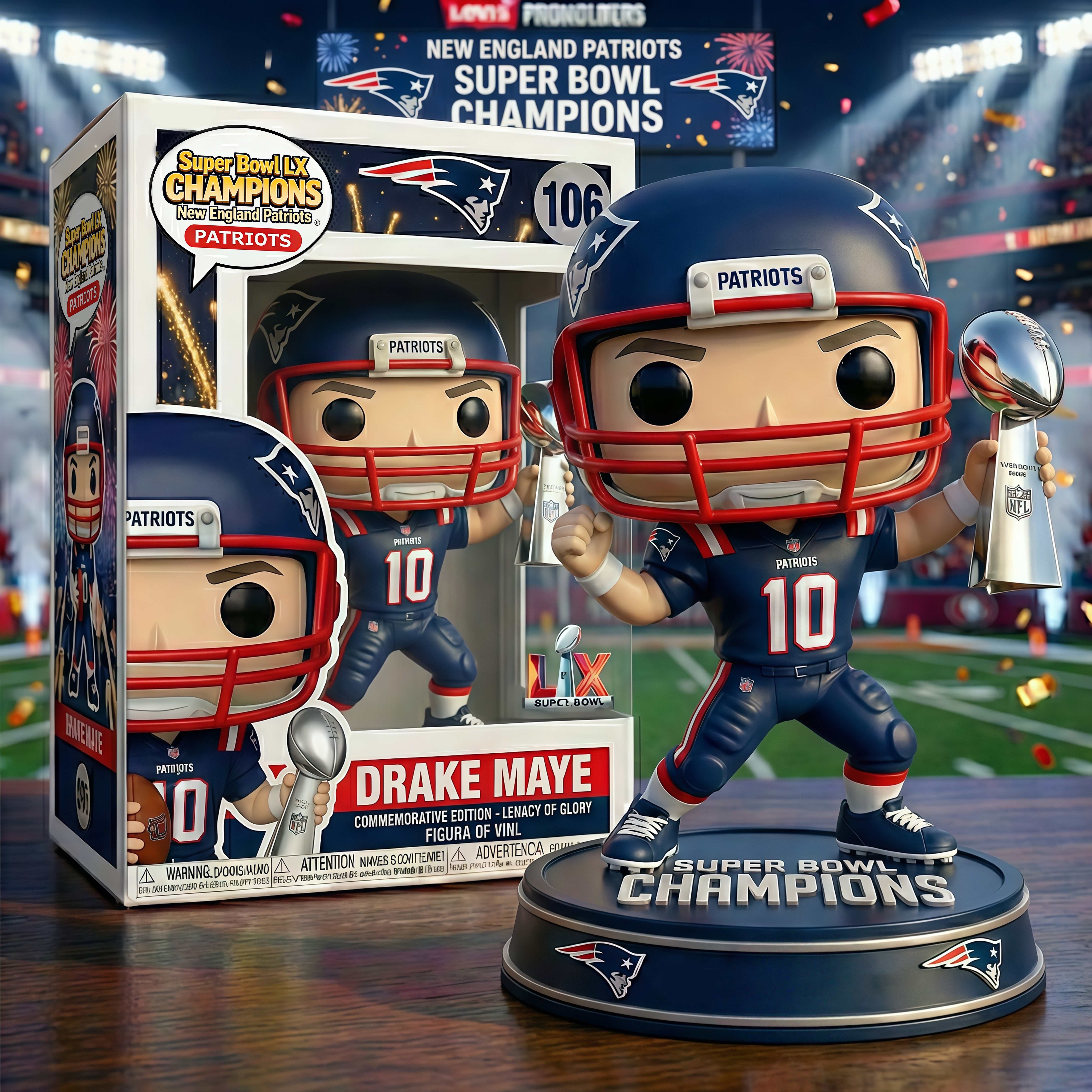 🏆 New England Patriots – Super Bowl LX Champions Commemorative Pop! Figure