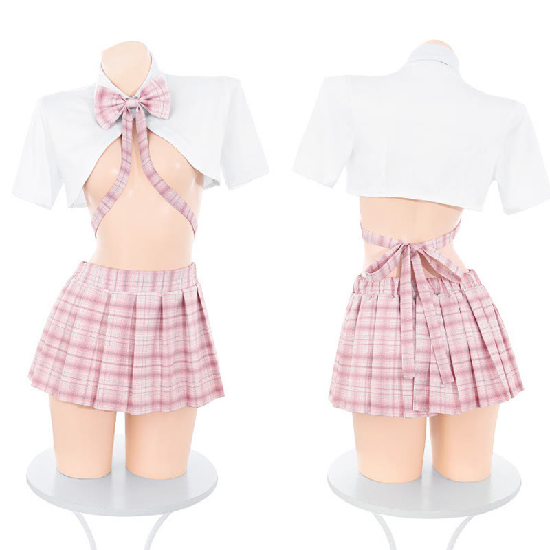 Plaid Bow Uniform Lingerie Set