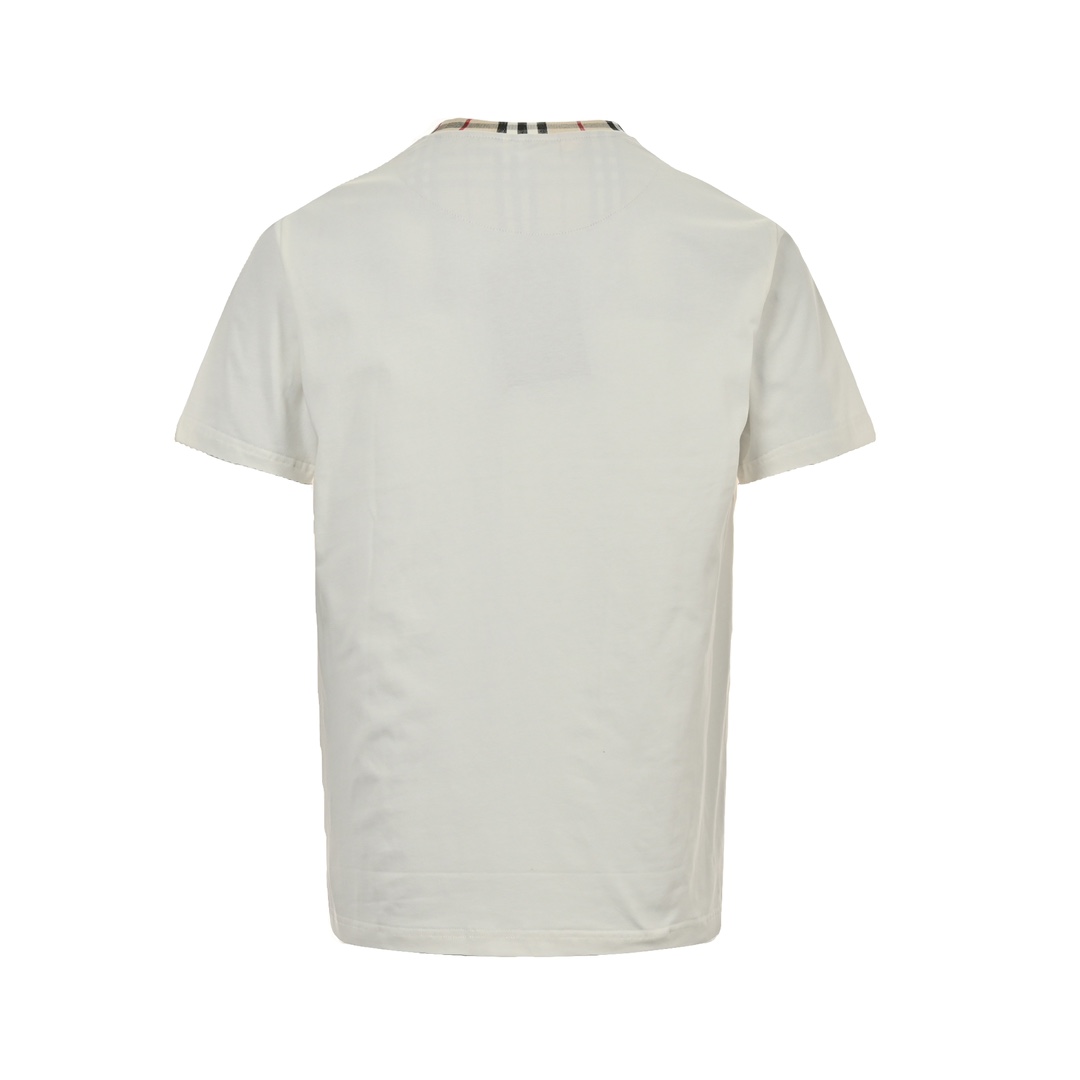 Burberry 24ss plaid collar stitching embroidered letter short sleeves