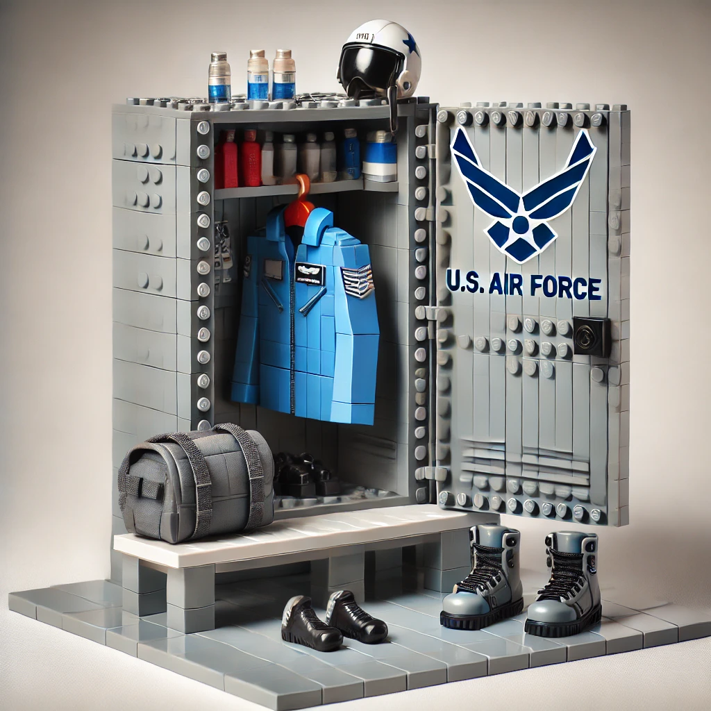 Military locker room style building blocks