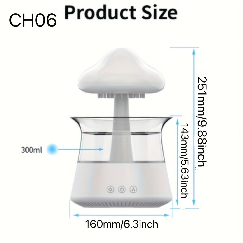 Creative Intelligent Multi-mode Multi-scene Colorful Lights Household Commercial Adjustable Rain Rain Cloud Humidifier USB Ultrasonic Atomization Colorful Night Light Cloud Raindrop Arrangement Machine (usb Interface Including Fcc, Ce, Rohs)