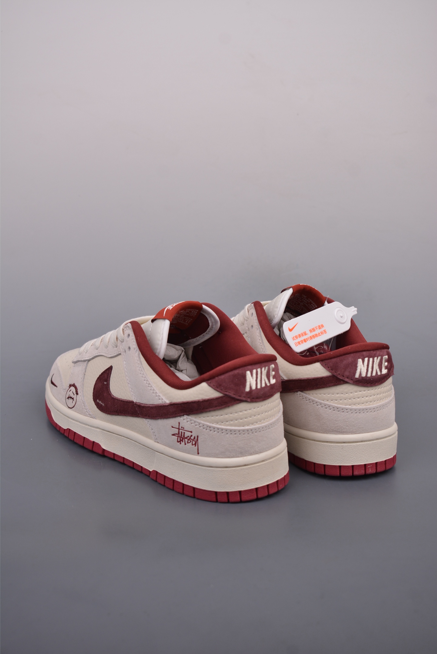 Travis Scott x Stussy x Nike By You SB Dunk Low Retro SP Beige Wine Red Embroidery KK1333-031