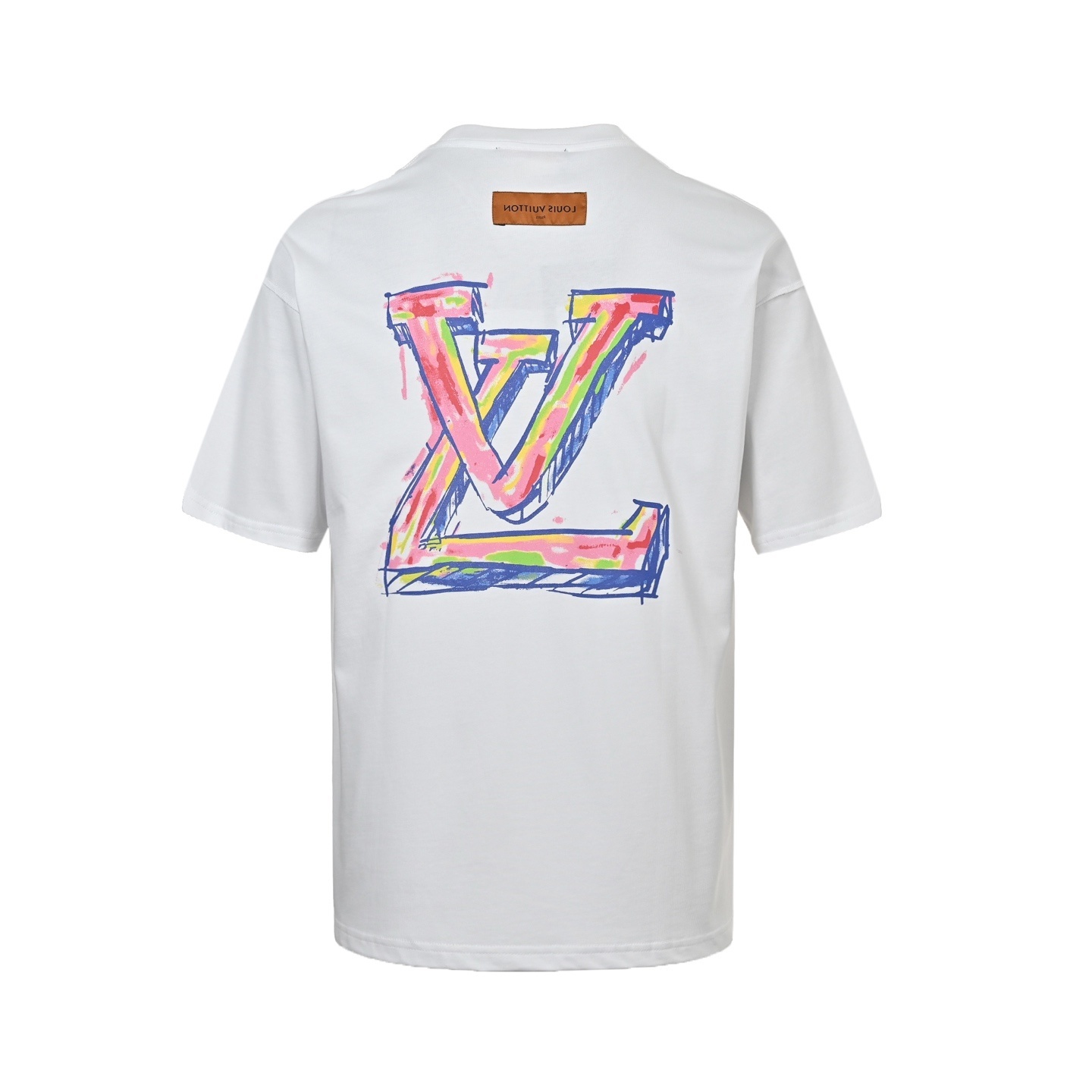 Louis Vuitton 25ss crayon hand-painted graffiti logo short-sleeved shirt