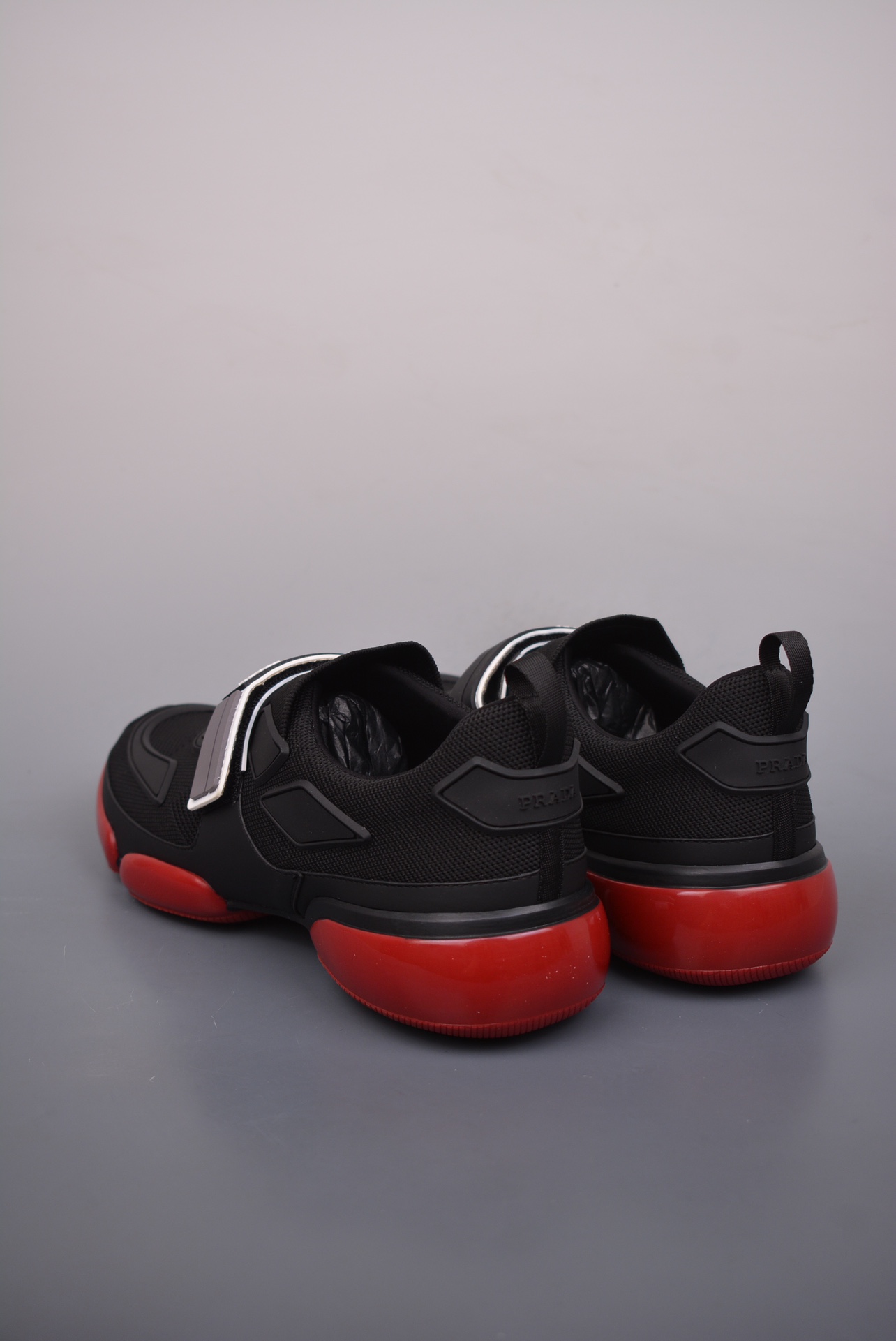 Prada Cloudbust Velcro Strap Low Sneakers Black Red White 2OG064_1OUF_F002L