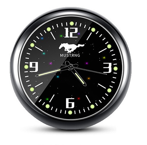 1x Luminous Diamond Quartz Analog Watch Stick On Car Clock Accessories Black