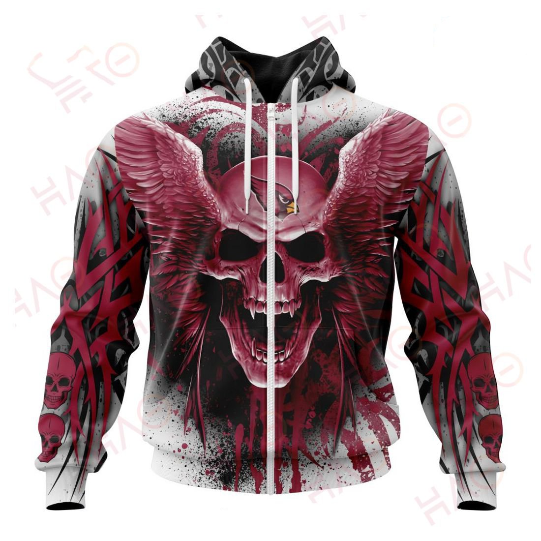 ARIZONA CARDINALS 3D HOODIE SKULL ART