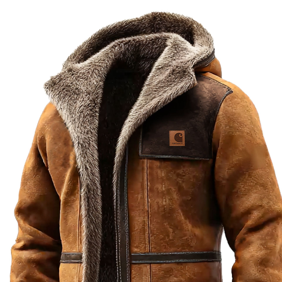 Brown Faux Fur Lined Winter Coat with Detachable Hood