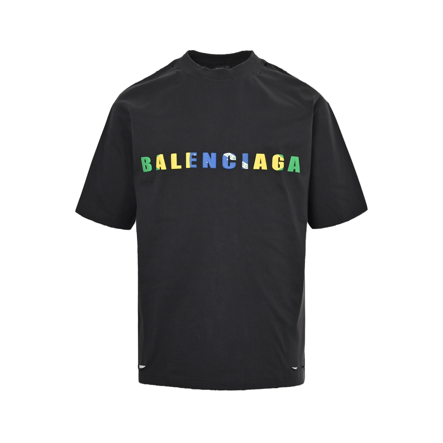 Balenciaga 25ss contrast color letter foam print short sleeves