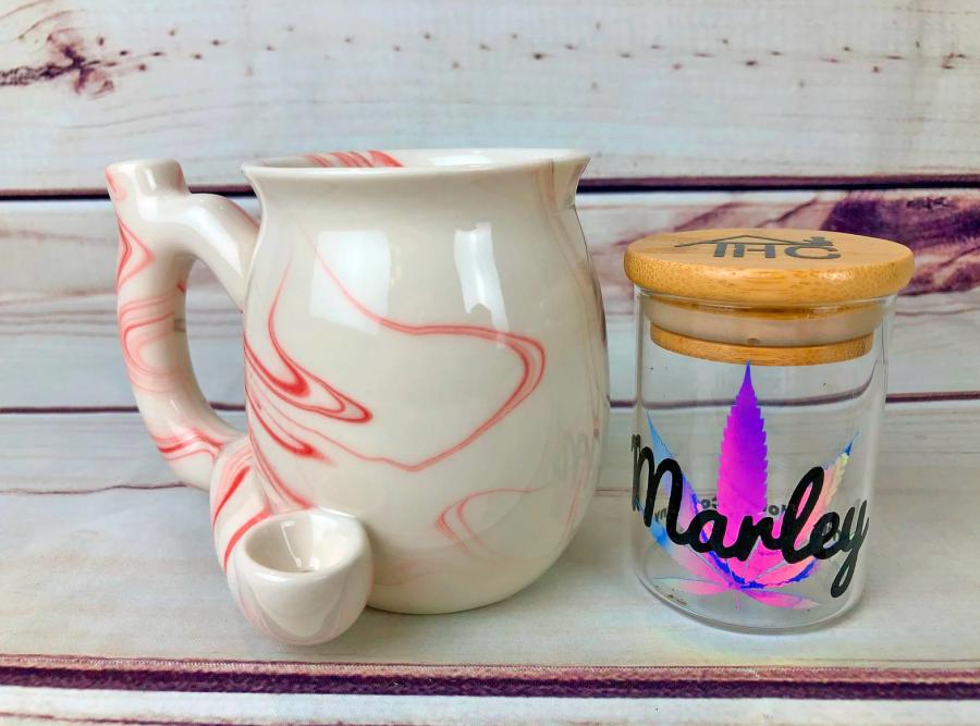 Creative ceramic marble pattern multifunctional smoking pipe ceramic coffee cup