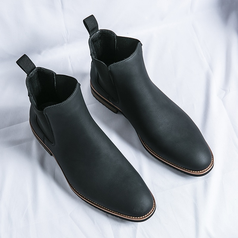 Yellow Round Toe Slip-On Men Short Boots