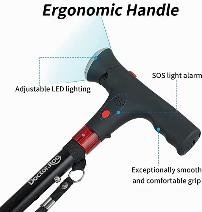 (🔥Last Day Promotion-SAVE 50% OFF)-Aluminum Alloy With LED Light Non-Slip Height Adjustable Foldable Walking Stick-BUY 2 GET 10% OFF & FREE SHIPPING