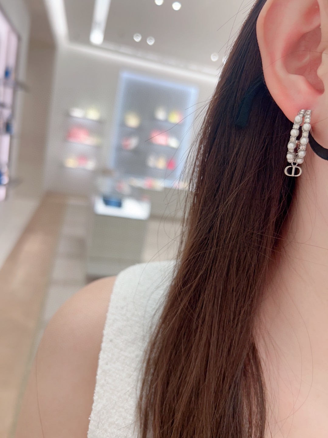 Dior Double Pearl Diamond Earrings