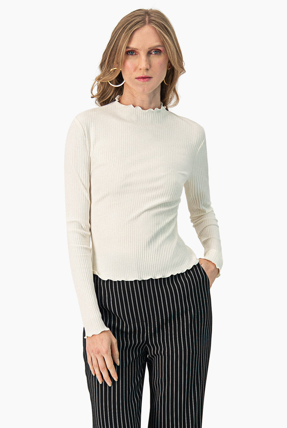 Blusa corta acanalada natural