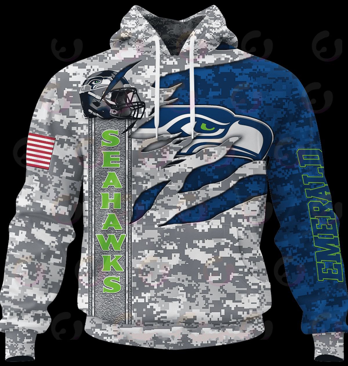 SEATTLE SEAHAWKS 3D HOODIE CAMO US