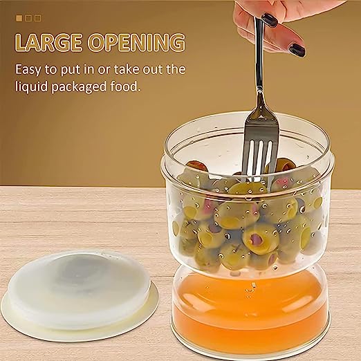 Pickle and Olives Jar Container with Strainer