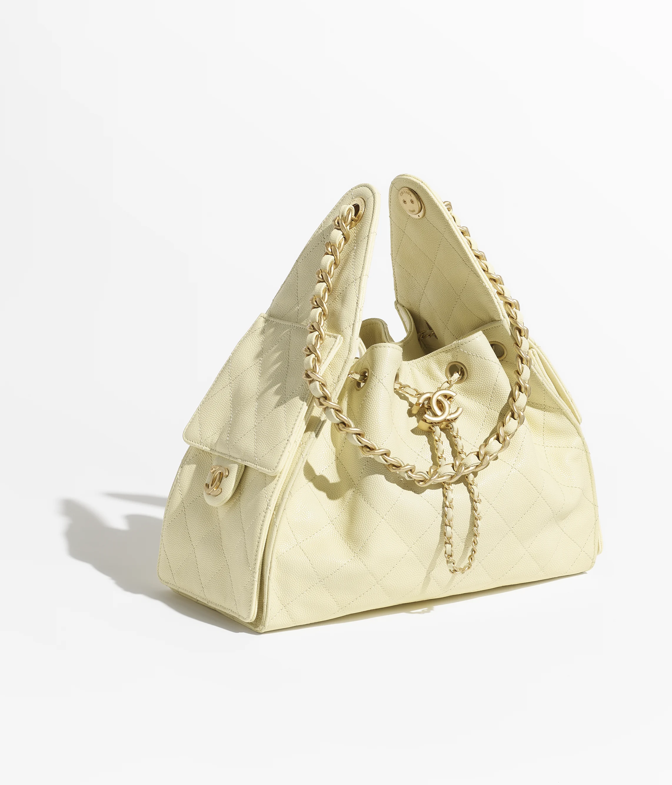 Chanel Small 25 Grained Calfskin & Gold-Tone Metal Light Yellow AS5293-B20304-NAGEQ