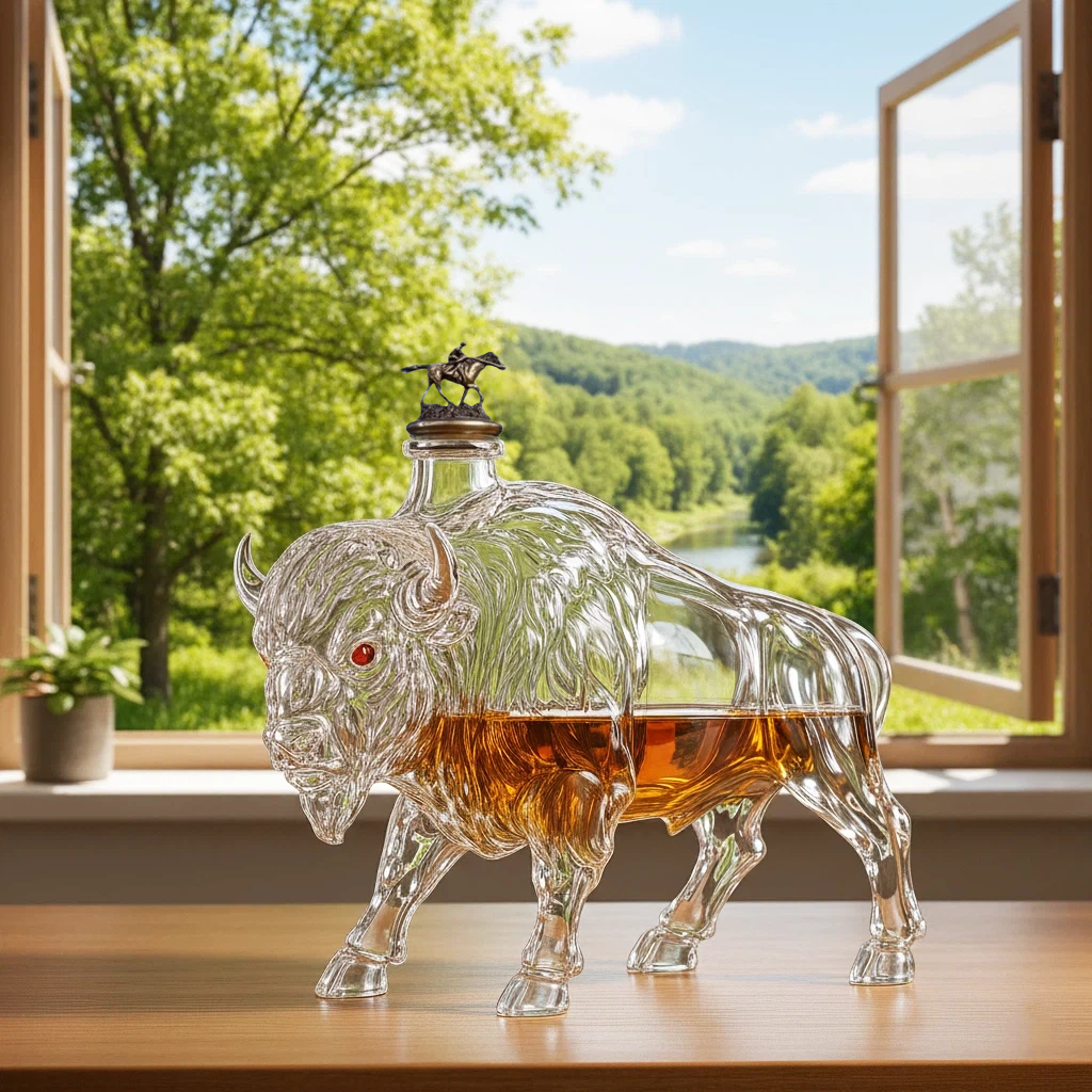 Bison shaped whisky bottle