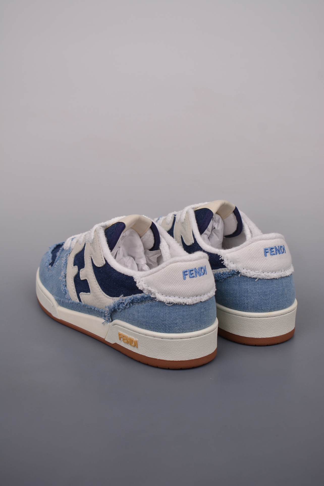 Fendi Match Sneaker Low Velcro Denim Blue 7E1495AMF1F1JID