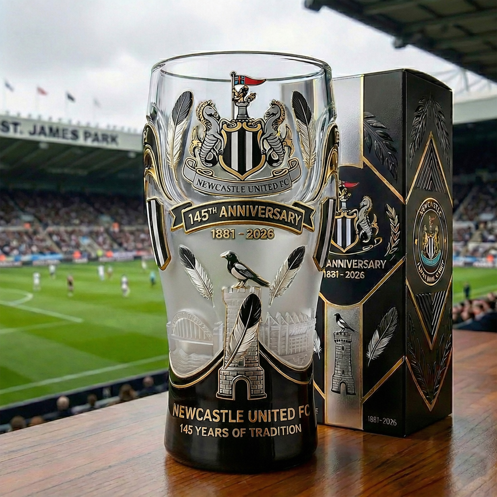 Newcastle United FC 145th Anniversary Pint Glass
