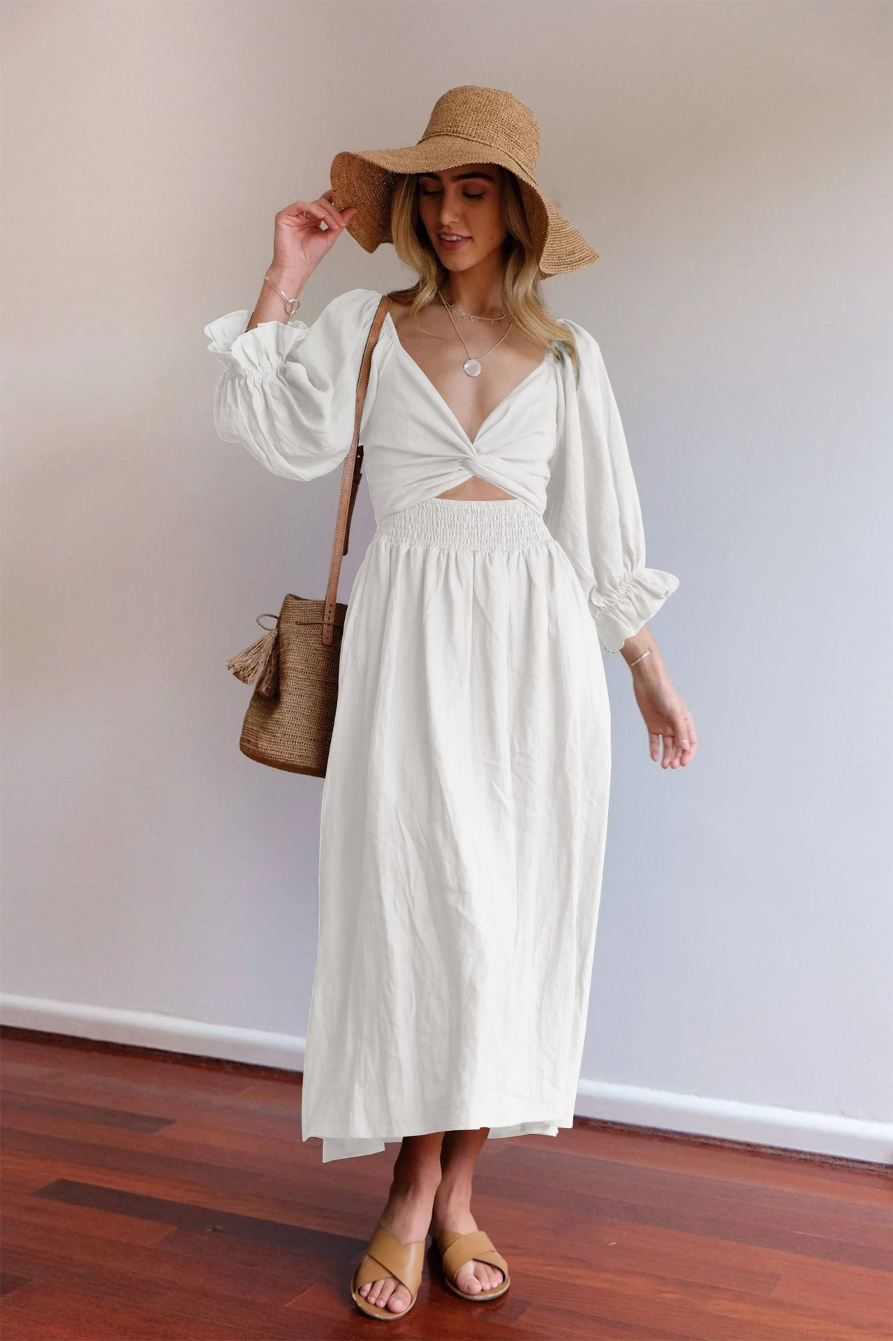 💥Hot Sale-[SAVE 50% OFF]--🏖️FRENCH RUFFLED LANTERN SLEEVES MULTI-WEAR DRESS--BUY 2 GET 10% OFF & FREE SHIPPING