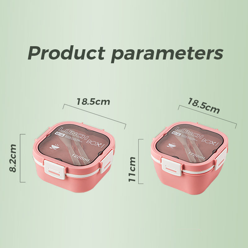 1200ml/1700ml Lunch Box with Spoon & Fork - Microwave Safe