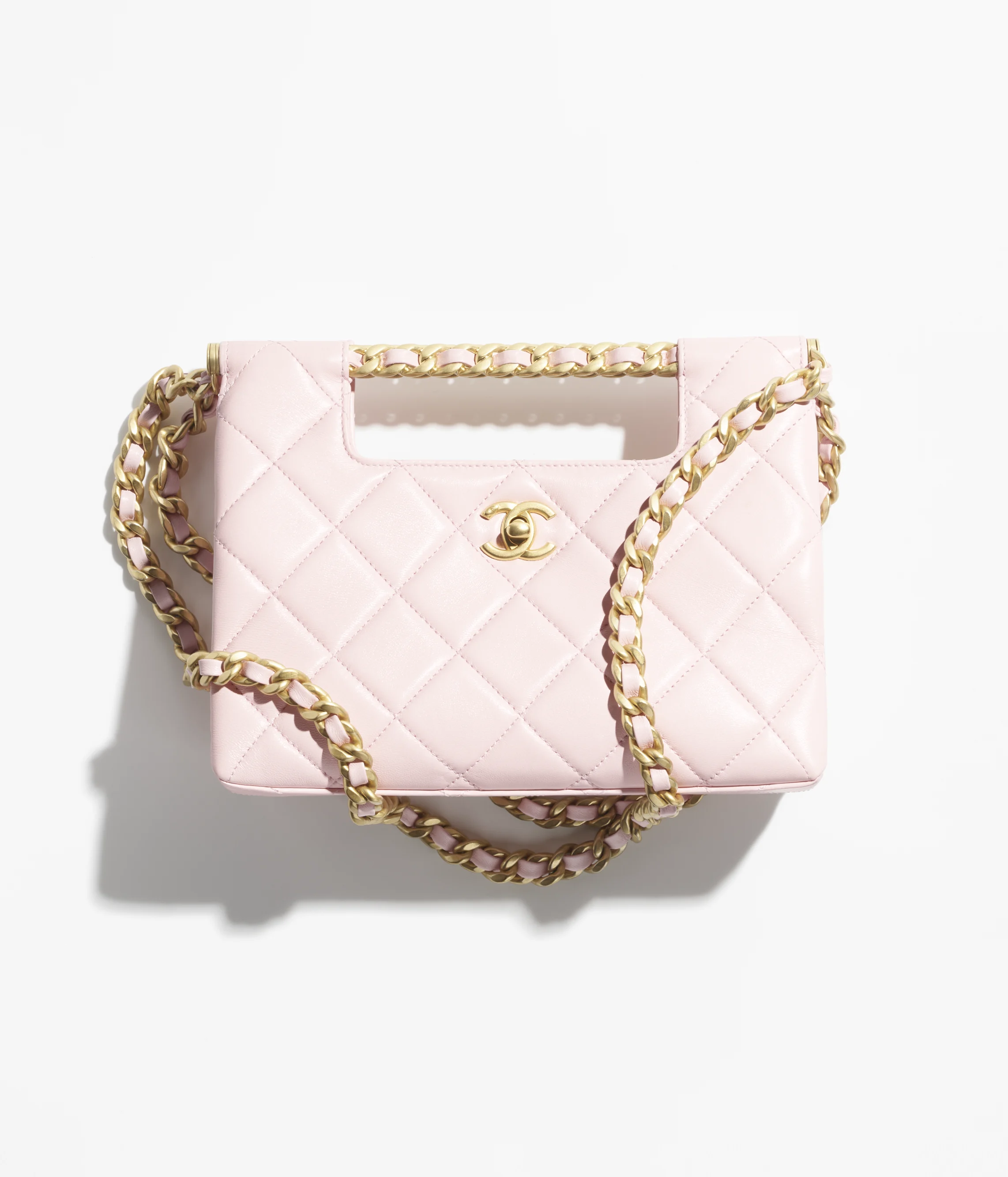 Chanel Small Shopping Bag Shiny Lambskin & Gold-Tone Metal Light Pink AS5550-B20556-NAGEO