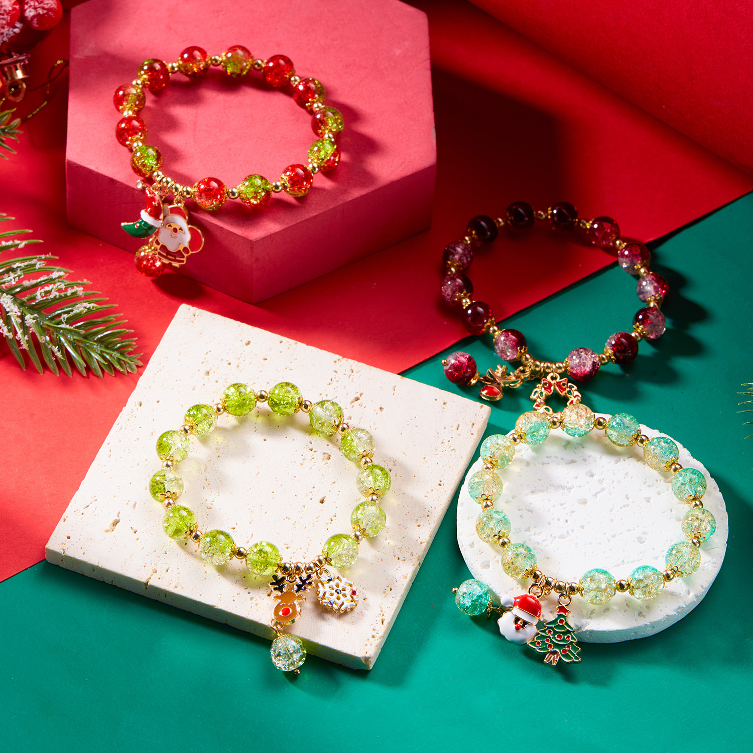 🌲Early Christmas Sale 49% OFF🌲Sparkling Glass Beads Christmas Theme Bracelet