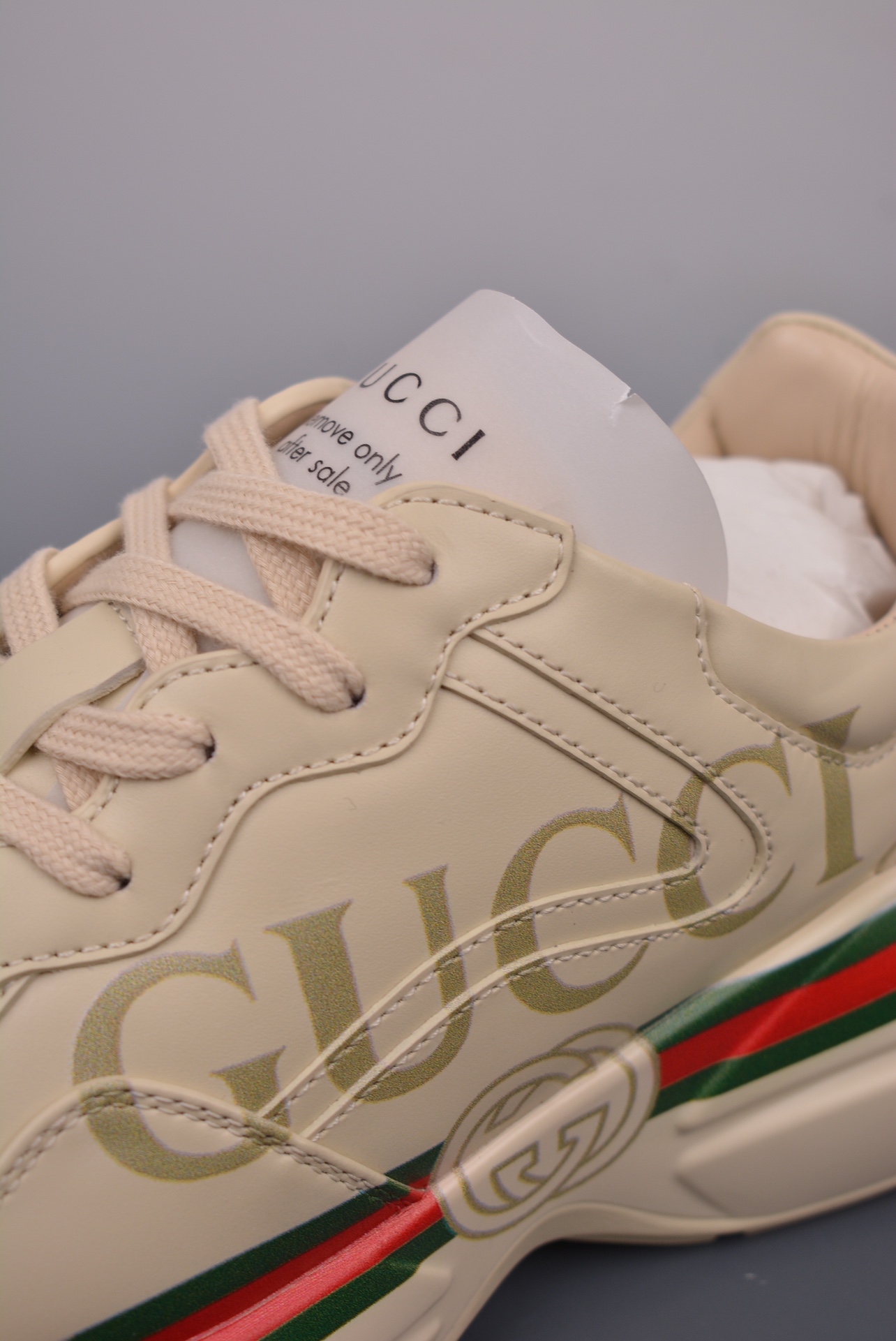 Gucci Ivory white long stripe green and red print
