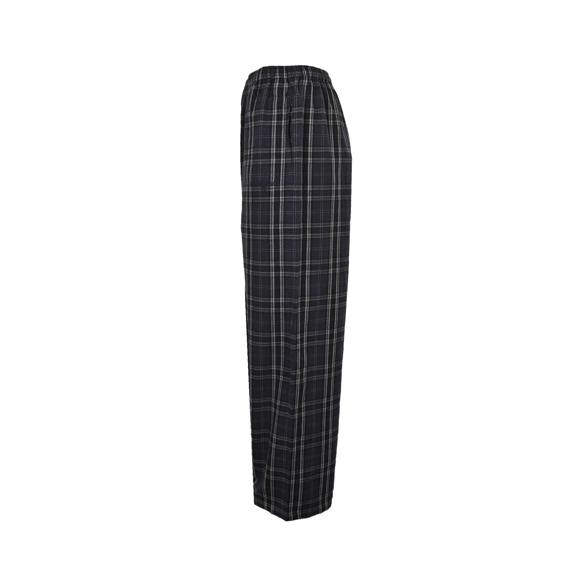 Balenciaga 25Fw blue check appliqué trousers