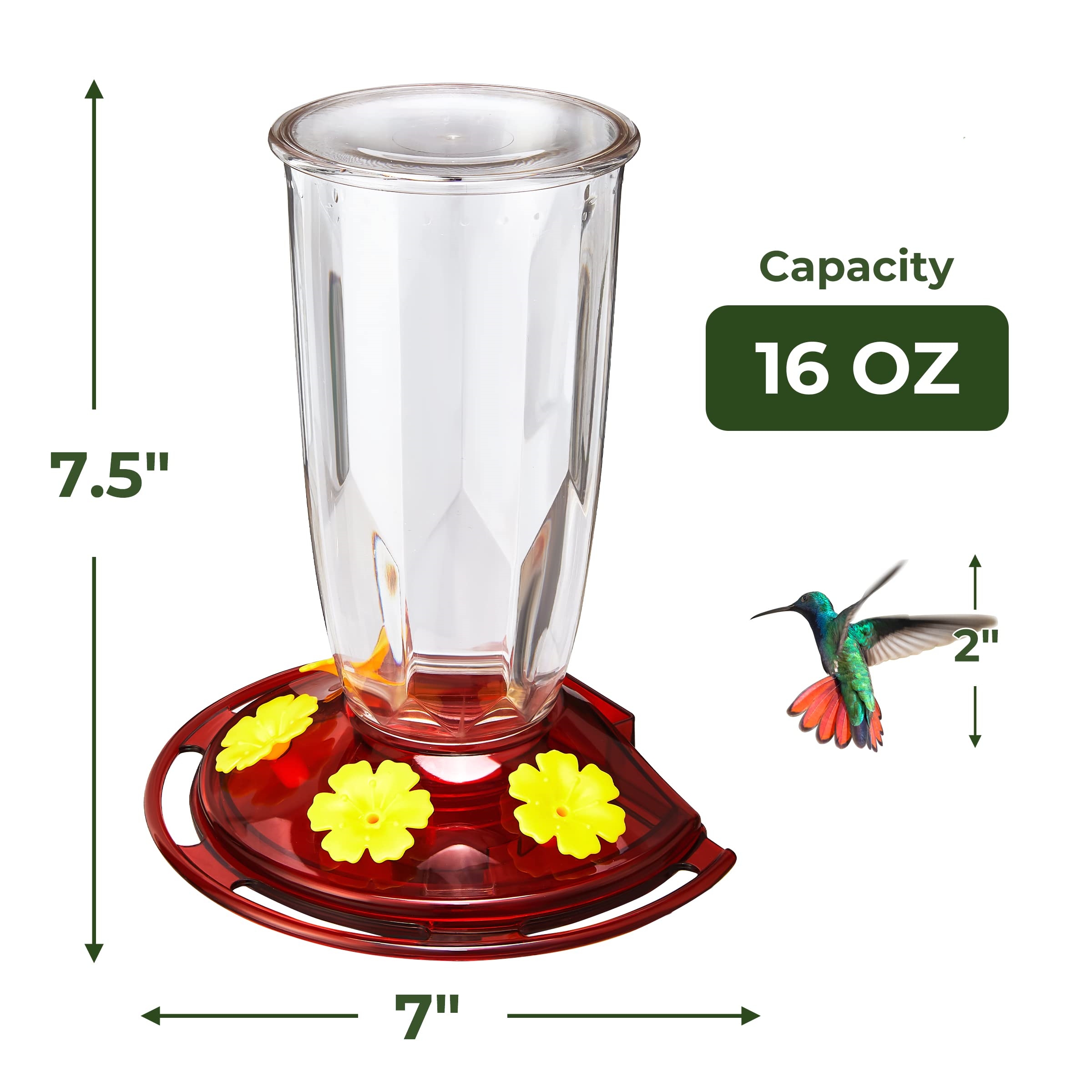 🔥On Sale🔥Window & Wall Mounted Hummingbird Feeder 🐦🌸 16 Oz Leak Proof & 4 Bee Proof Feeding Ports