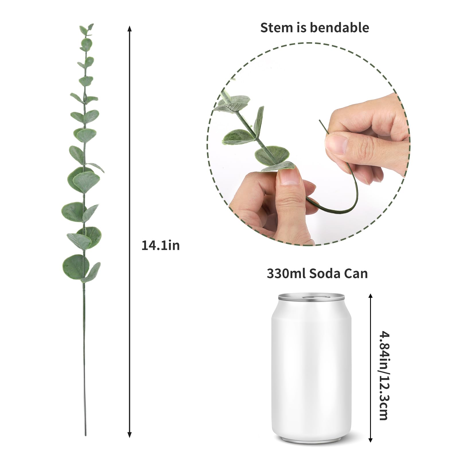 24pcs Eucalyptus Stems Artificial Eucalyptus Leaves