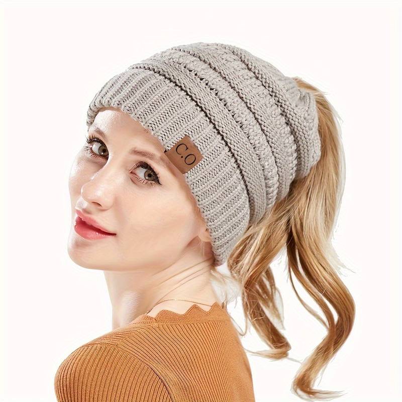 🎄CHRISTMAS ON SALE🔥 Winter Soft Knit Ponytail Bun Beanie Hat