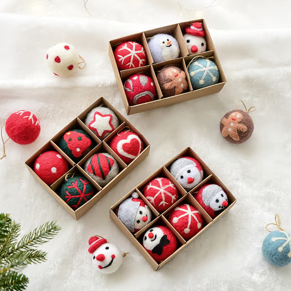 Snowflake Wool Felt Christmas Tree Baubles