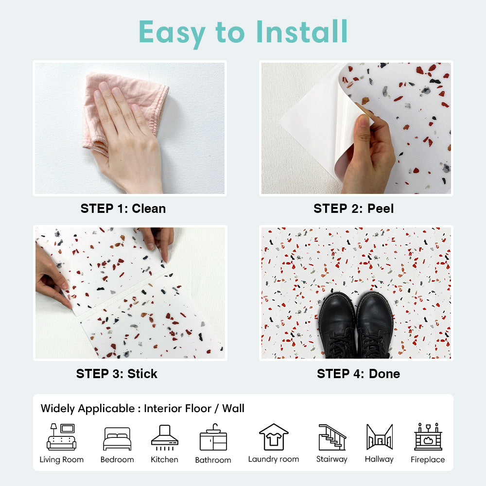 Confetti Terrazzo Peel and Stick Vinyl Floor Tile Sticker