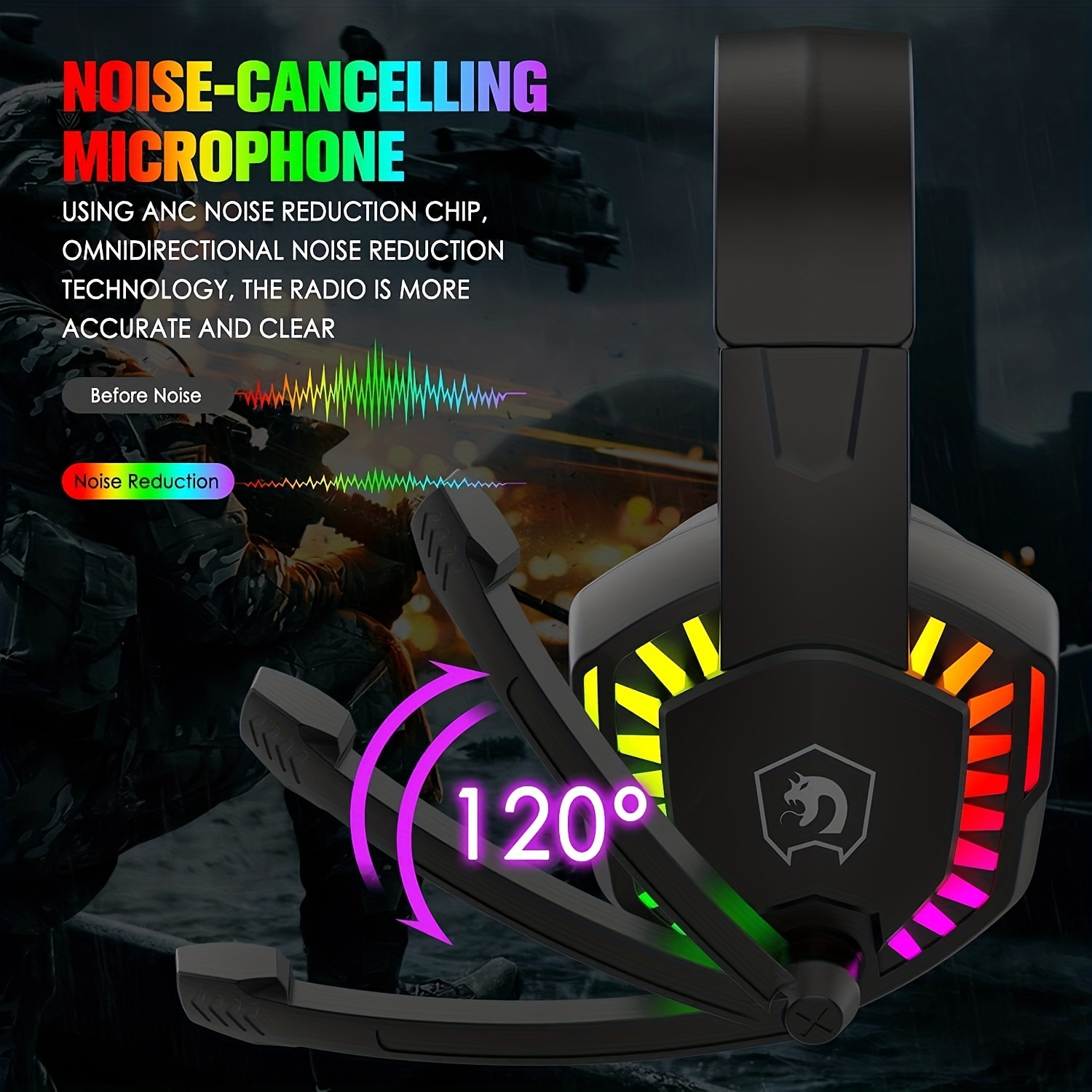 5 In 1 Gaming Combo,12W HD Sound Speakers Rainbow LED Backlit Wired Mechanical Feel Keyboard,2400DPI 6 Button Optical Gaming Mouse, RGB Gaming Headset With Mic, Gaming Mouse Pad, For PC Gaming PS4 Xbox PC Notebook