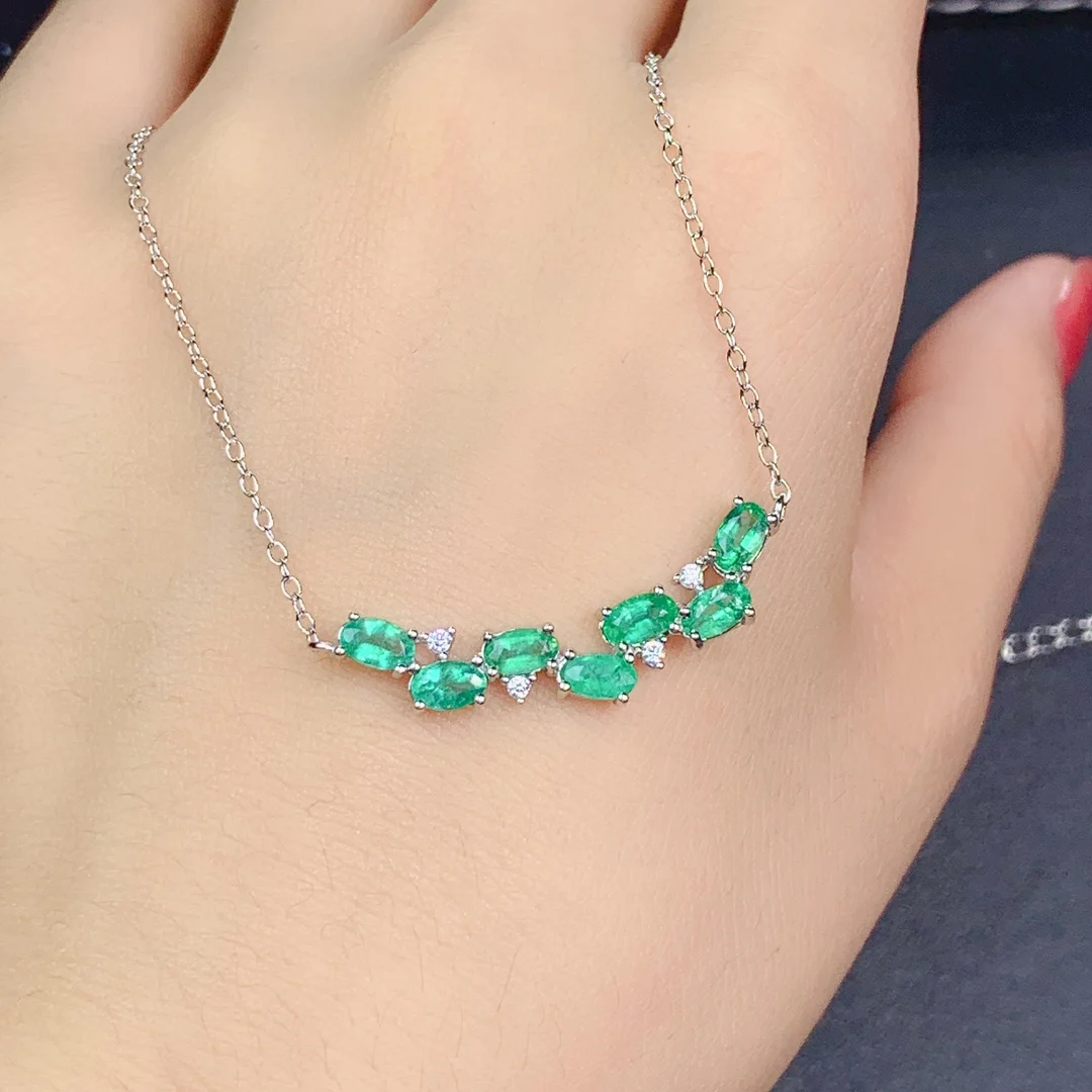Natural Emerald Silver 925 Jewelry Women's Gem Pendant 925 Sterling Silver Women's Luxury Necklace Christmas Free Shipping