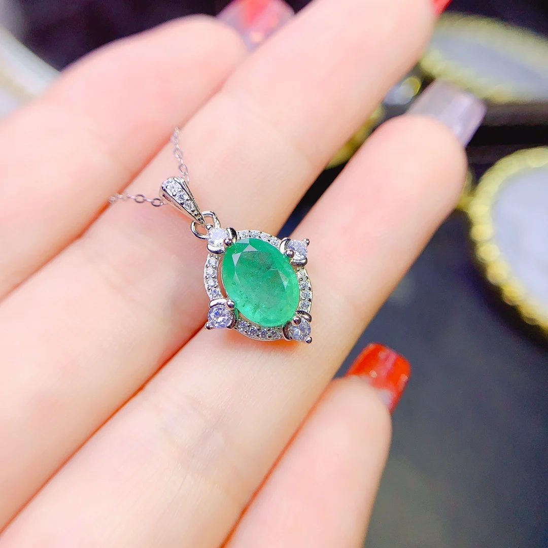 Natural Emerald Pendant 925 Sterling Silver Luxury Women's Necklace 925 Sterling Silver Jewelry Certified Gems free shipping