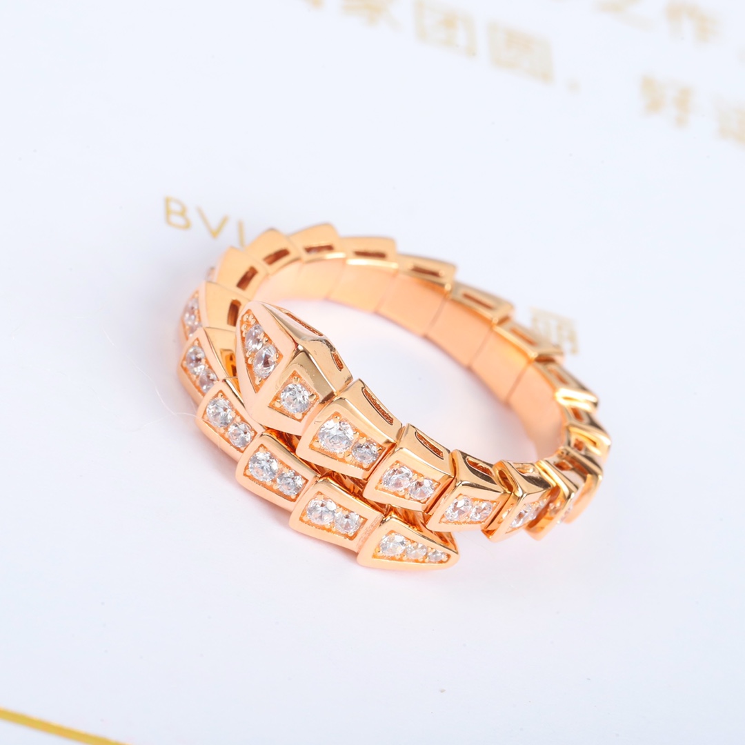 Bulgari full diamond snake bone ring