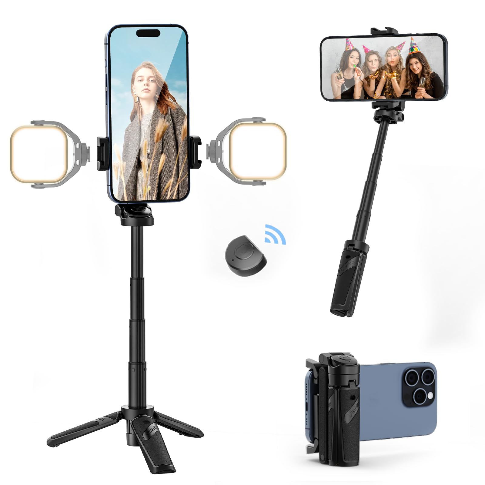 2024 HOT SALE🔥Mini foldable selfie stick Tripod with Detachable Remote