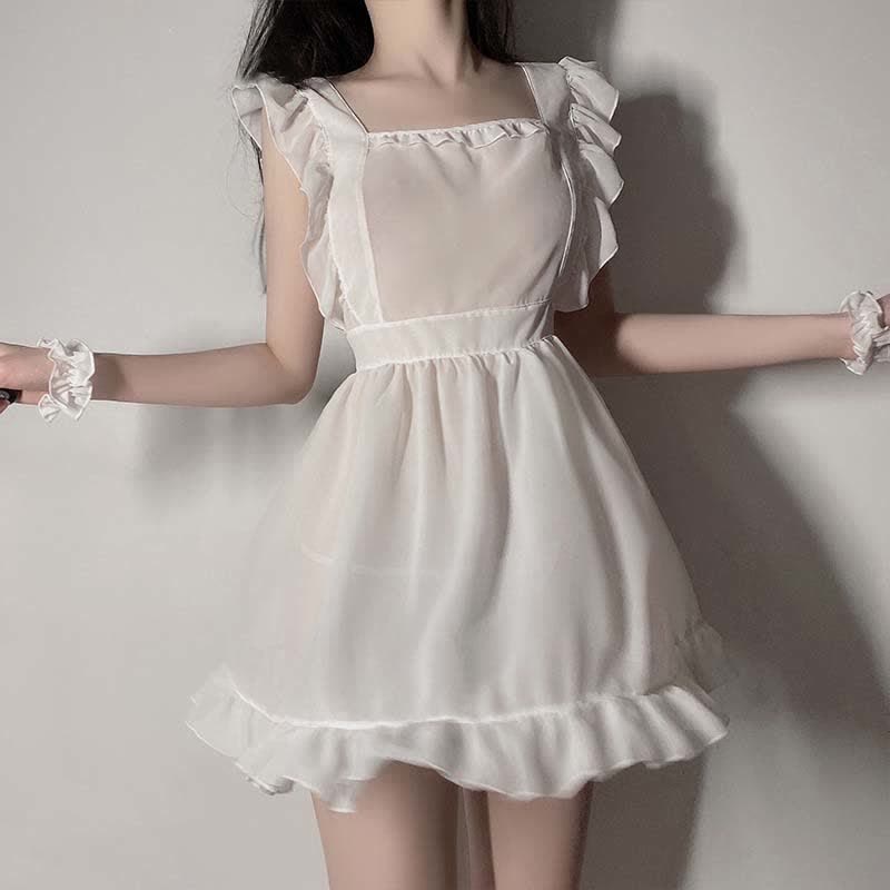 Cosplay Maid Backless See Through Lingerie Dress