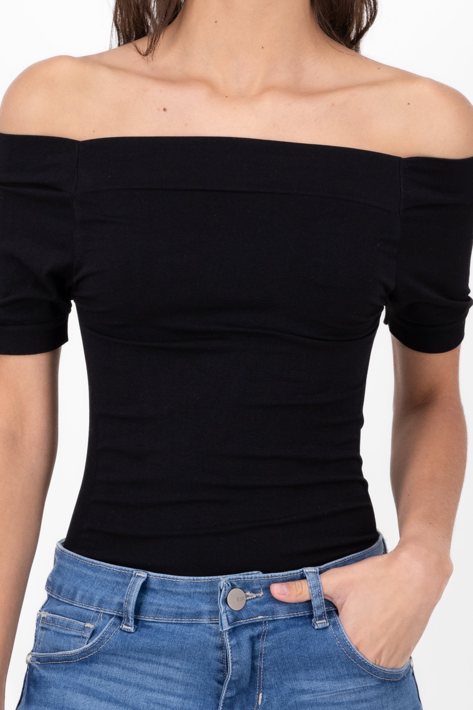 Seamless Bare Shoulder Plain Bodysuit