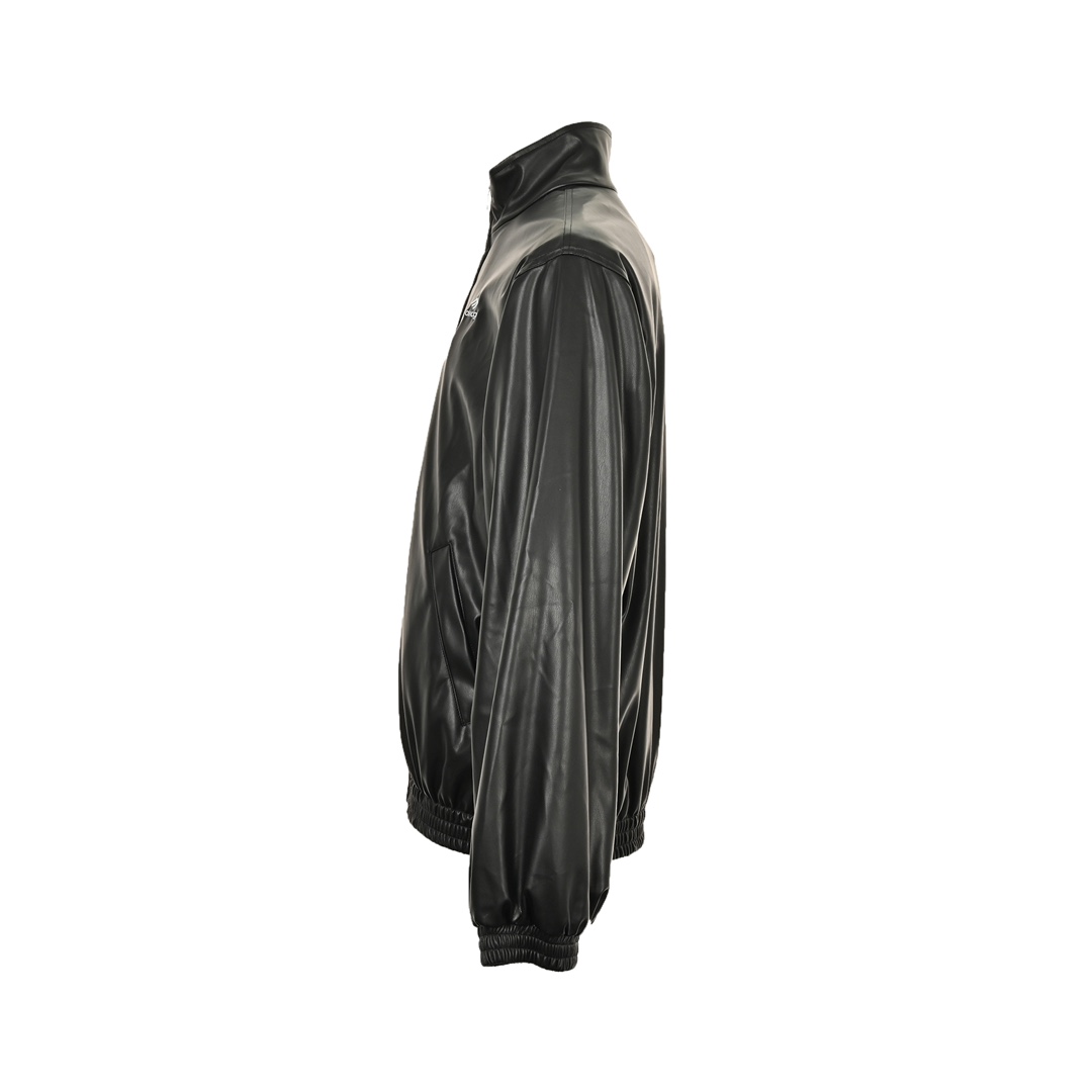 Balenciaga 24Fw embroidered leather stand collar jacket