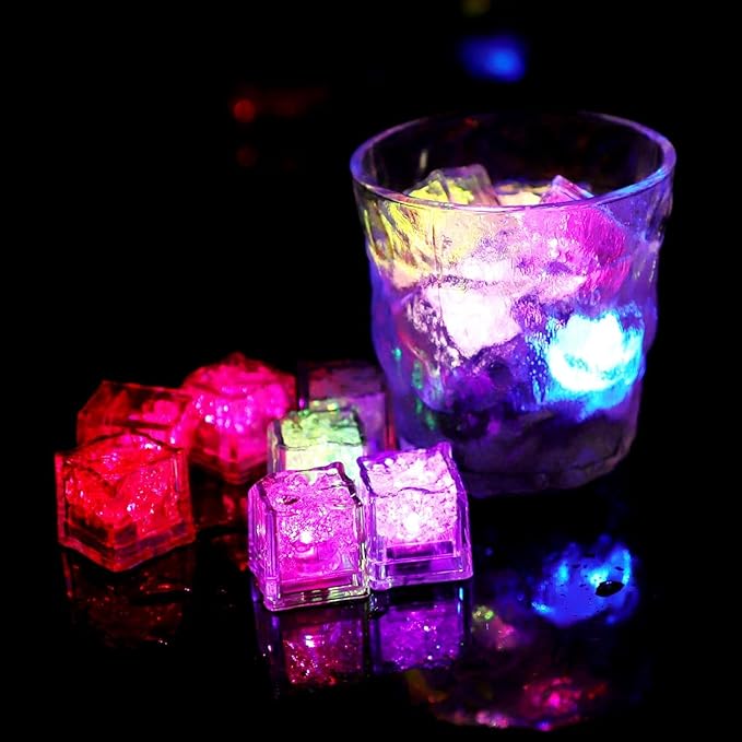🧊🧊Multi-color Flashing LED Illuminated Ice Cubes - (Unique Party Supplies)