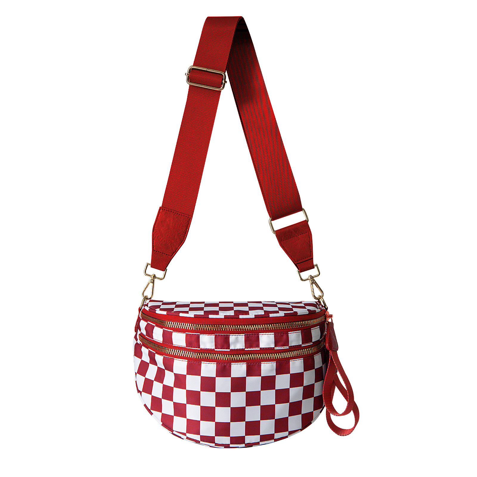 💥ON SALE💥Black and White Checkered Crossbody Nylon Bum Bag Plus Size Friendly Fanny Pack