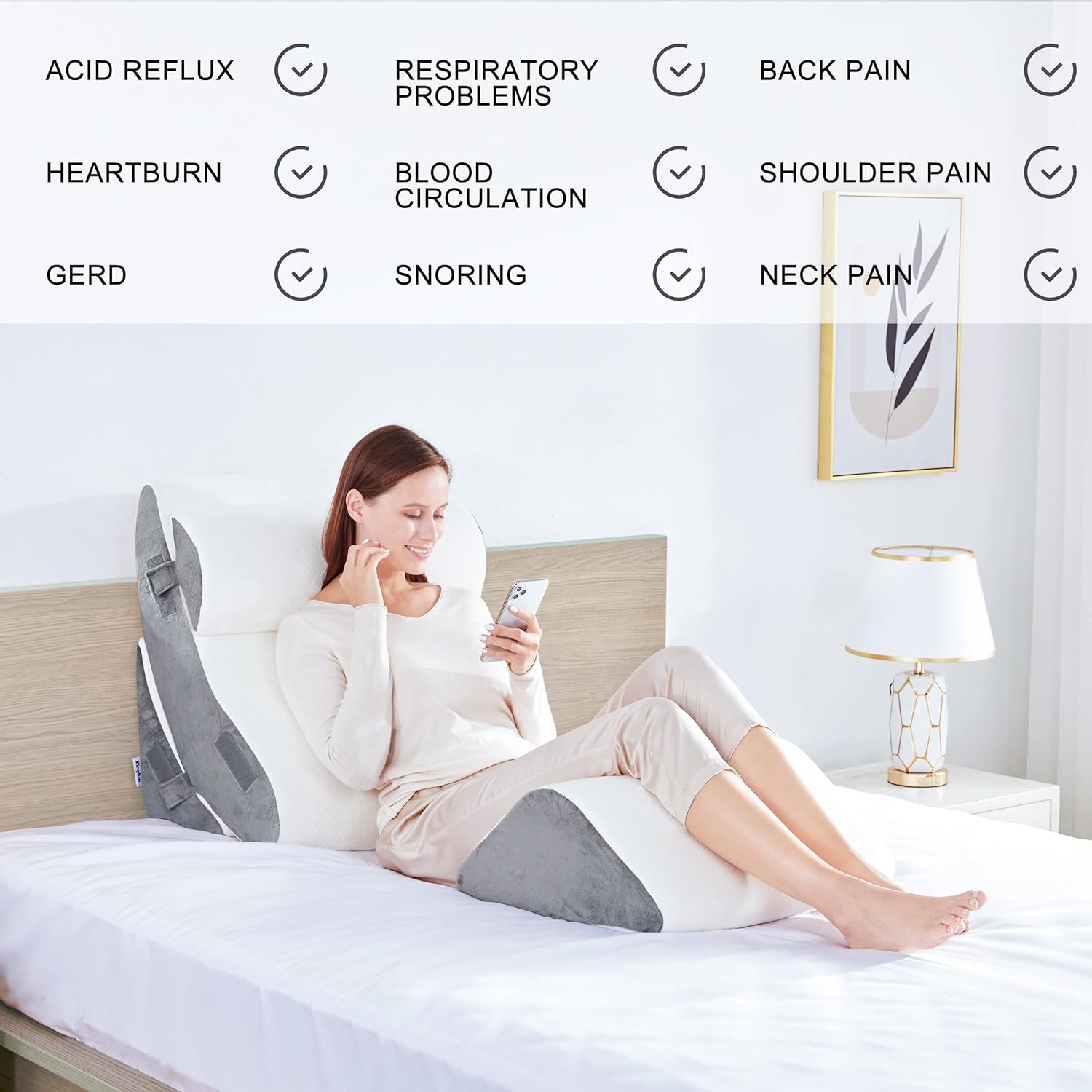 Kingfun 4pcs Orthopedic Bed Wedge Pillow Set