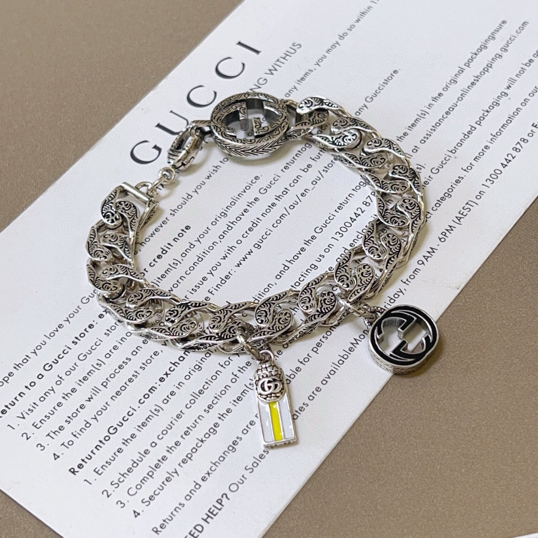 Gucci Black GG Flat Chain Bracelet