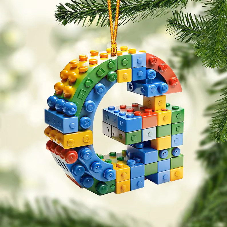 Building Brick Letter Ornament for Christmas